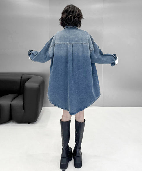 Loose Rivet Denim Blouse